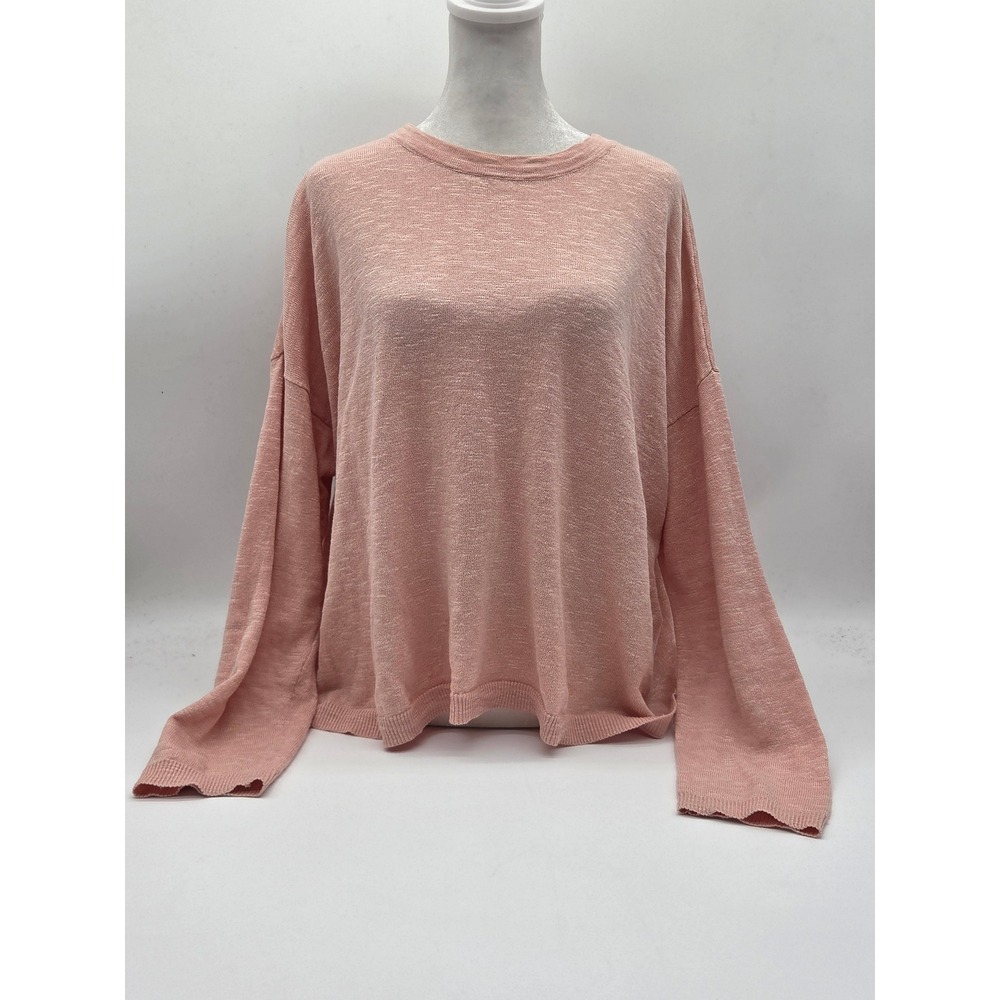 Eileen Fisher Women's S/P Pink Organic Linen Cotton Pullover Sweater 101-893